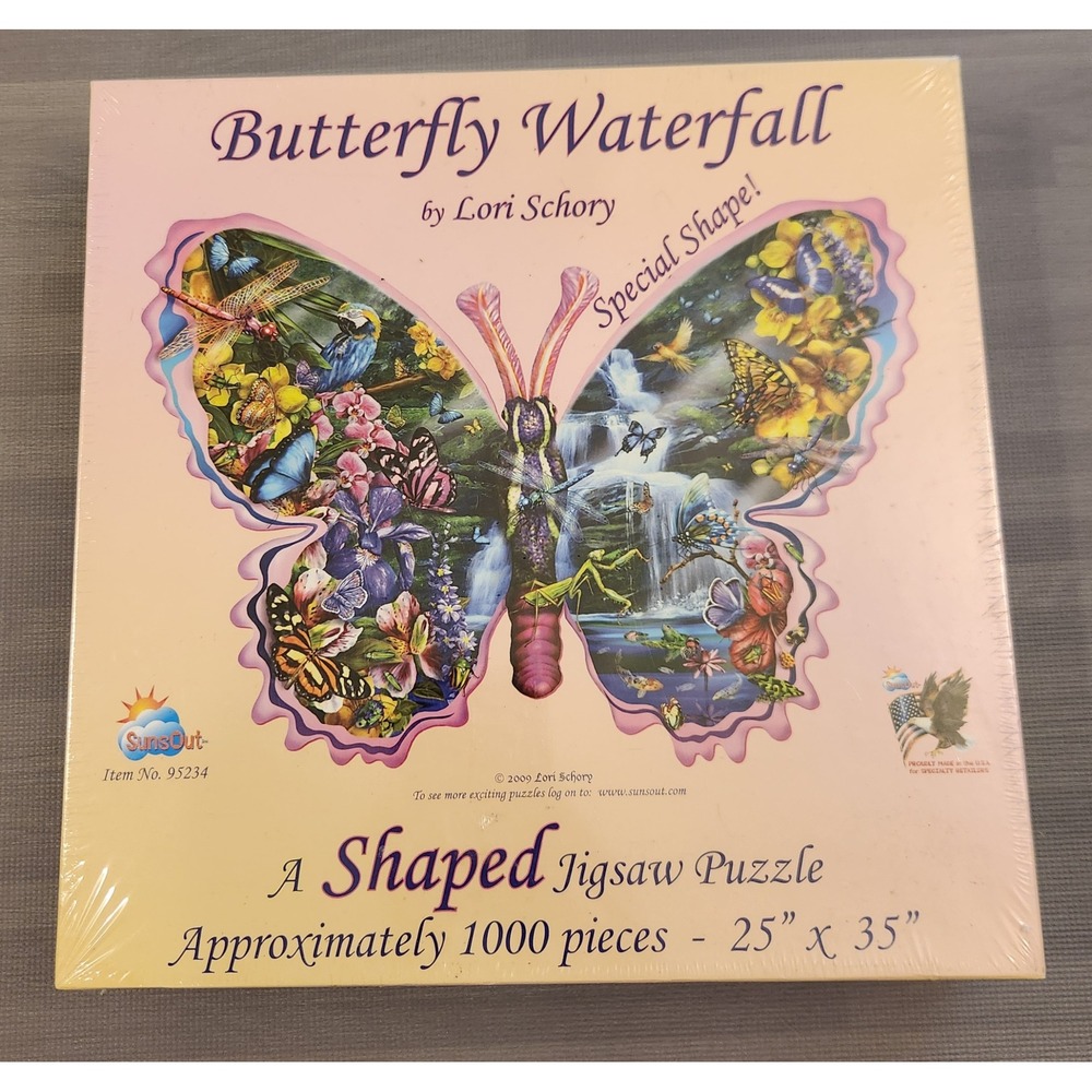 SunsOut Butterfly Waterfall 1000 Piece Shaped Jigsaw Puzzle Lori Schory NEW